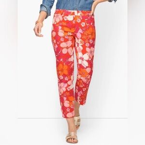 Talbots Floral Perfect Crop Tossed Flowers Pants 4 NWT